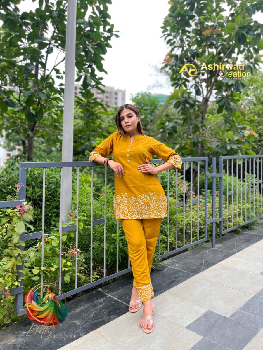 Fancy Yelloe Fancy 2 Piece Cotton Kurti