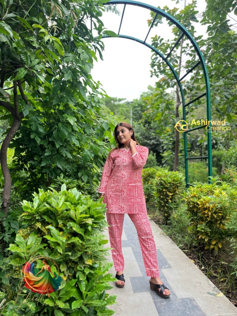 Cotton Kurti Red & White